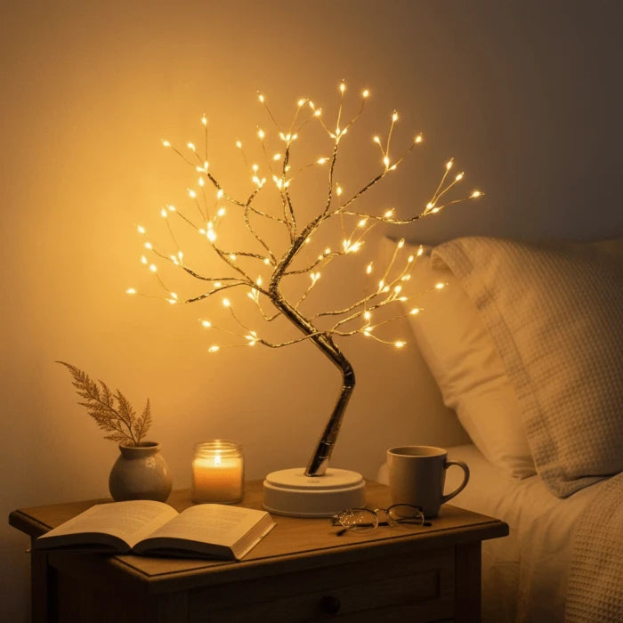 Sprookjeslichtboompje - tafelmodel, helder genoeg om bij te lezen