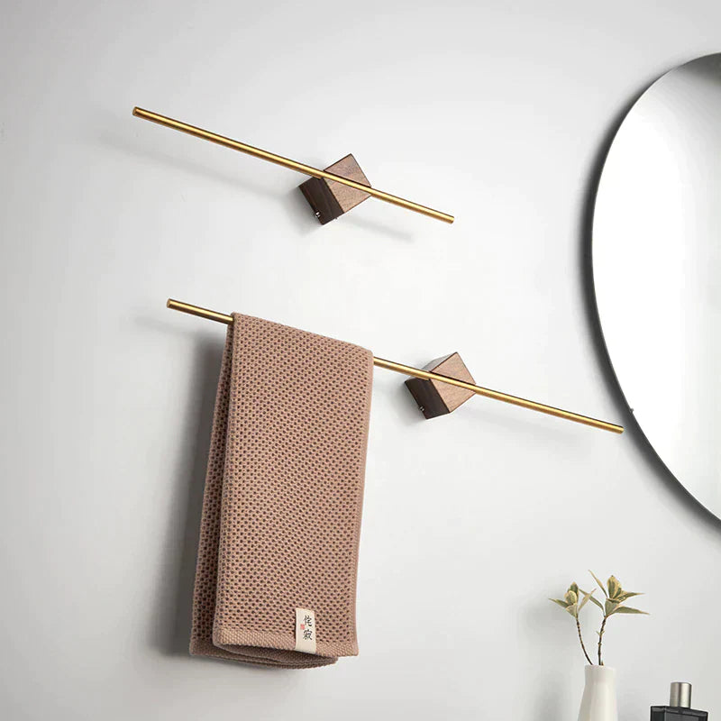 Towel Holder – Minimalist Wall-Mounted Design with Natural Wood Finish