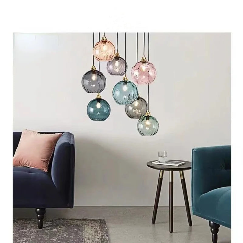 Suspension en verre – Design moderne en verre transparent avec éclairage d'ambiance chaud