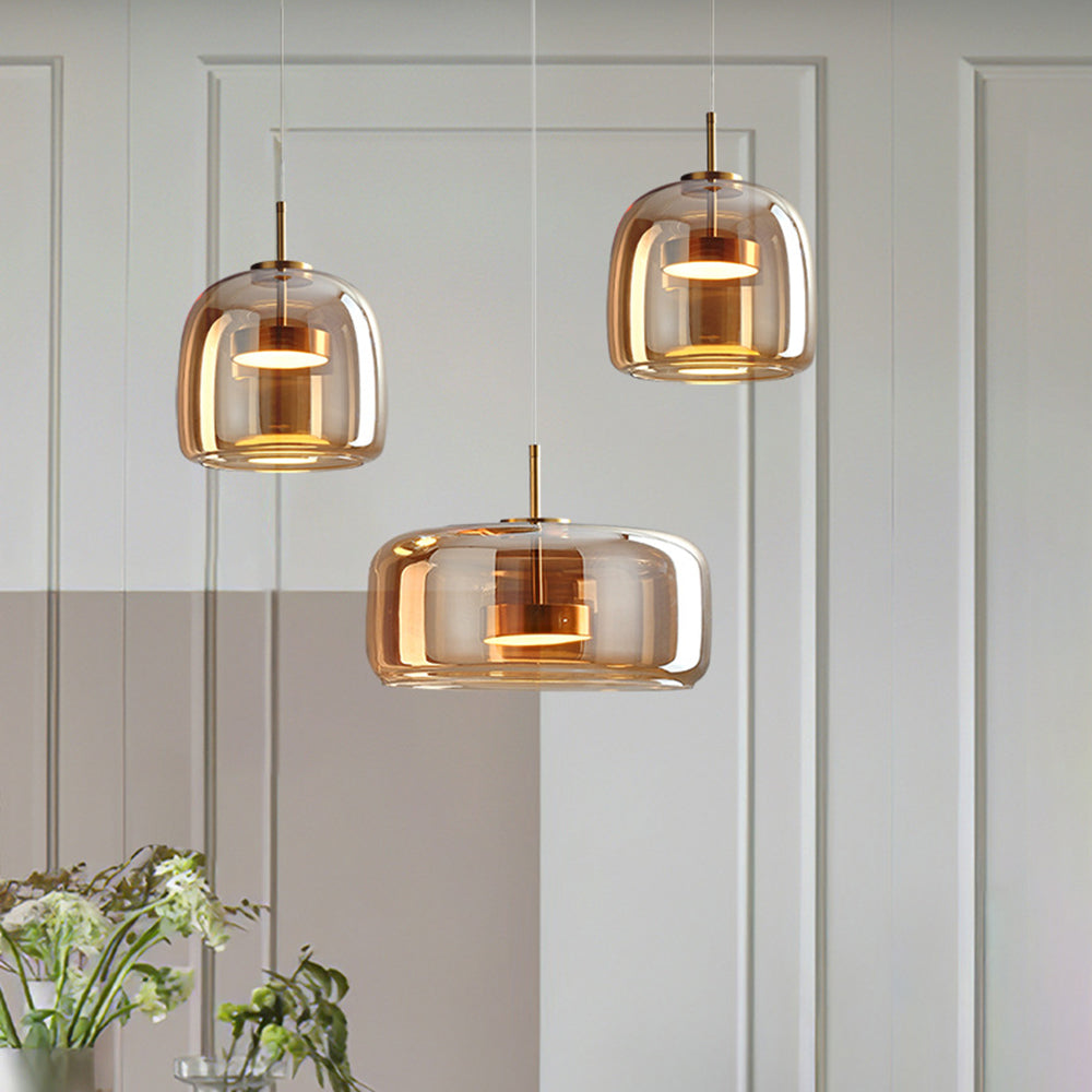 LED-hanglamp – retro-ontwerp van metaal en glas met zachte, warme sfeerverlichting