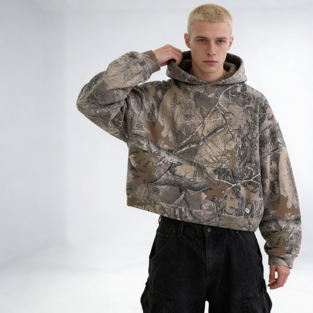 Sweat à capuche camouflage – Veste zippée oversize avec capuche et coupe décontractée