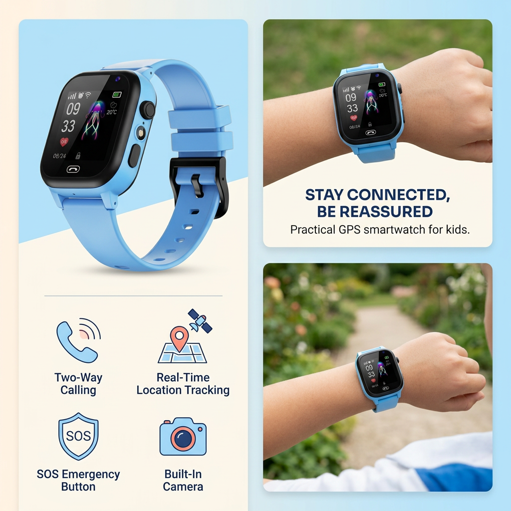 Kids GPS Smart Watch – 4G Calling, SOS Button & Real-Time GPS Tracking