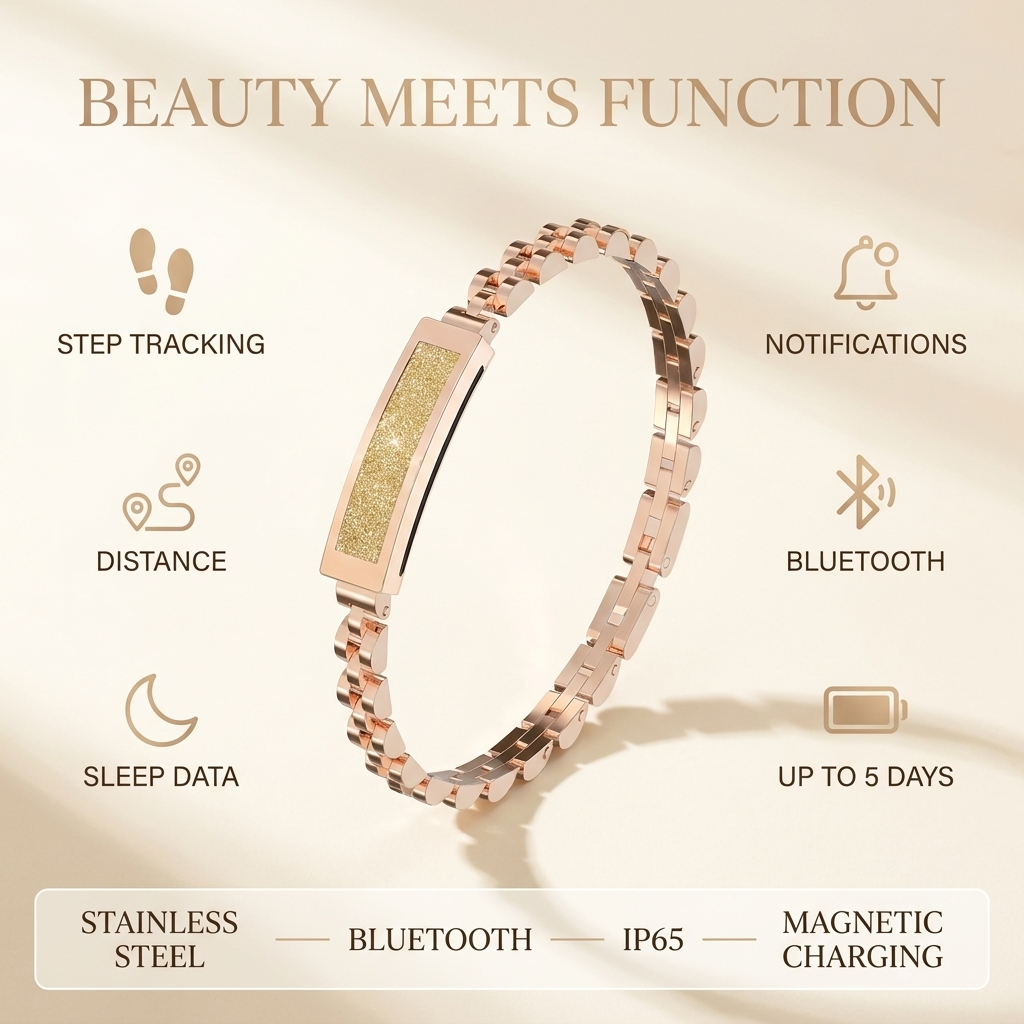 Women's Fitness Tracker – Slim Bracelet with Step and Sleep Logging