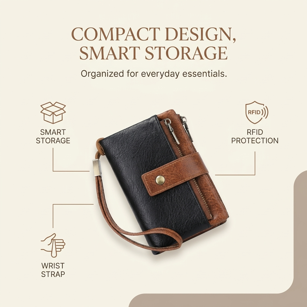 Portefeuille Tri-Fold Anti-RFID | Design Spacieux et Sécurisé pour Femmes