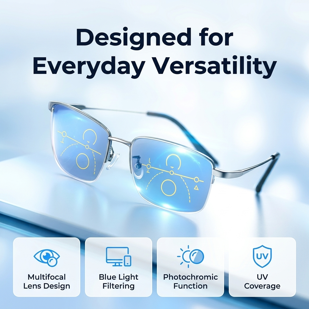Progressive Multifocal Glasses – Blue Light Photochromic Reading Glasses