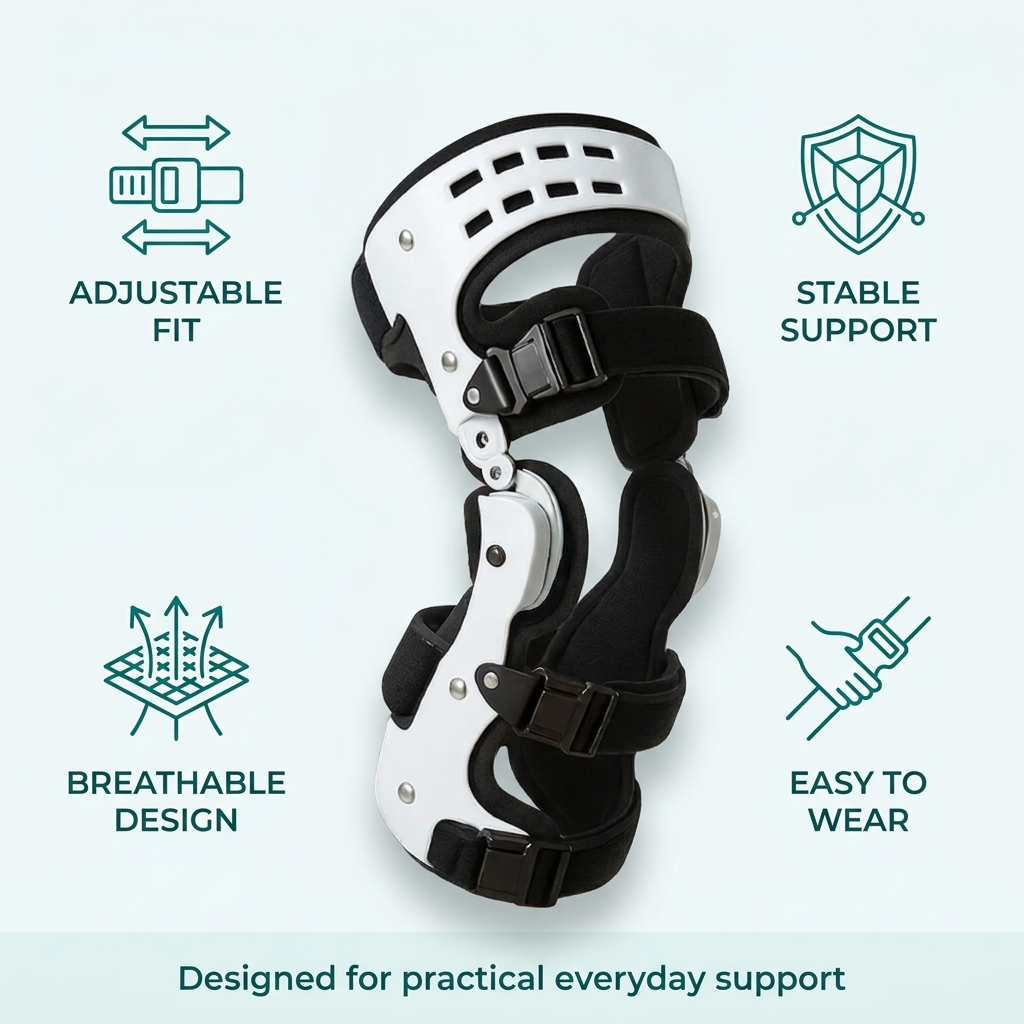 Knee Support Brace – Adjustable Fit, Medial & Lateral Stabilization Design
