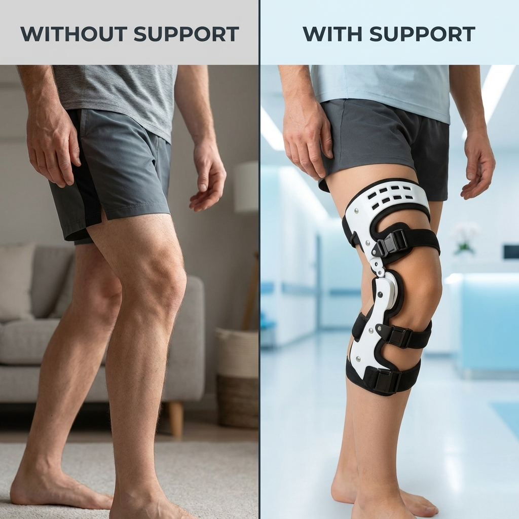 Knee Support Brace – Adjustable Fit, Medial & Lateral Stabilization Design
