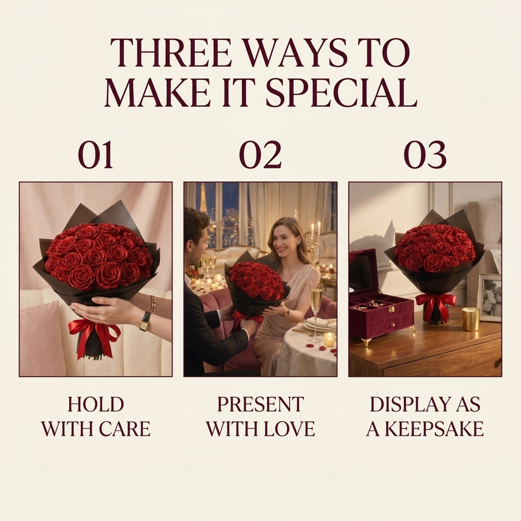 Luxury Glitter Rose Bouquet – Elegant Romantic Gift in Luxury Box