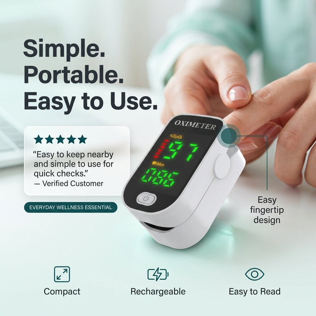 Oxymètre de pouls à doigt – Moniteur rechargeable SpO2 et fréquence cardiaque