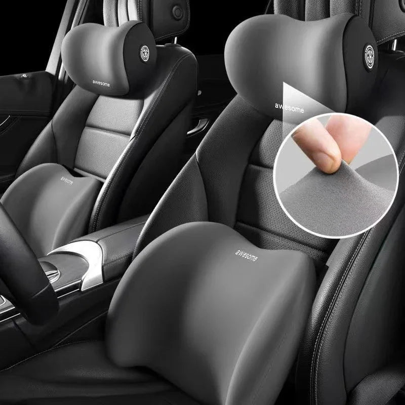 Ergonomic Car Cushion Set – Memory Foam Lumbar & Neck Support for Comfortable Driving