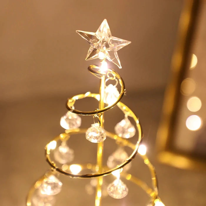 Spiraalvormige kerstboomlamp – Tafellamp met kristalachtige versieringen