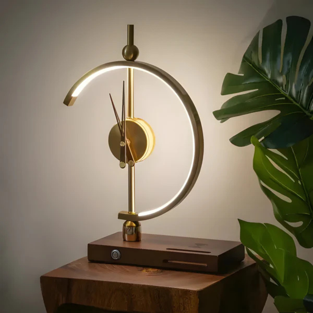 Lampe de bureau LED – Design moderne 3-en-1 avec horloge digitale et chargeur sans fil
