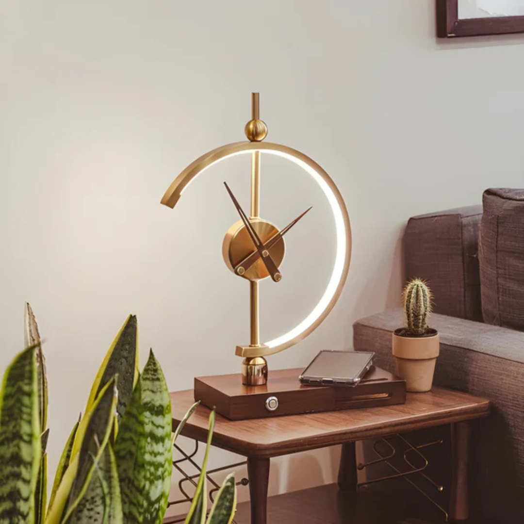 Lampe de bureau LED – Design moderne 3-en-1 avec horloge digitale et chargeur sans fil