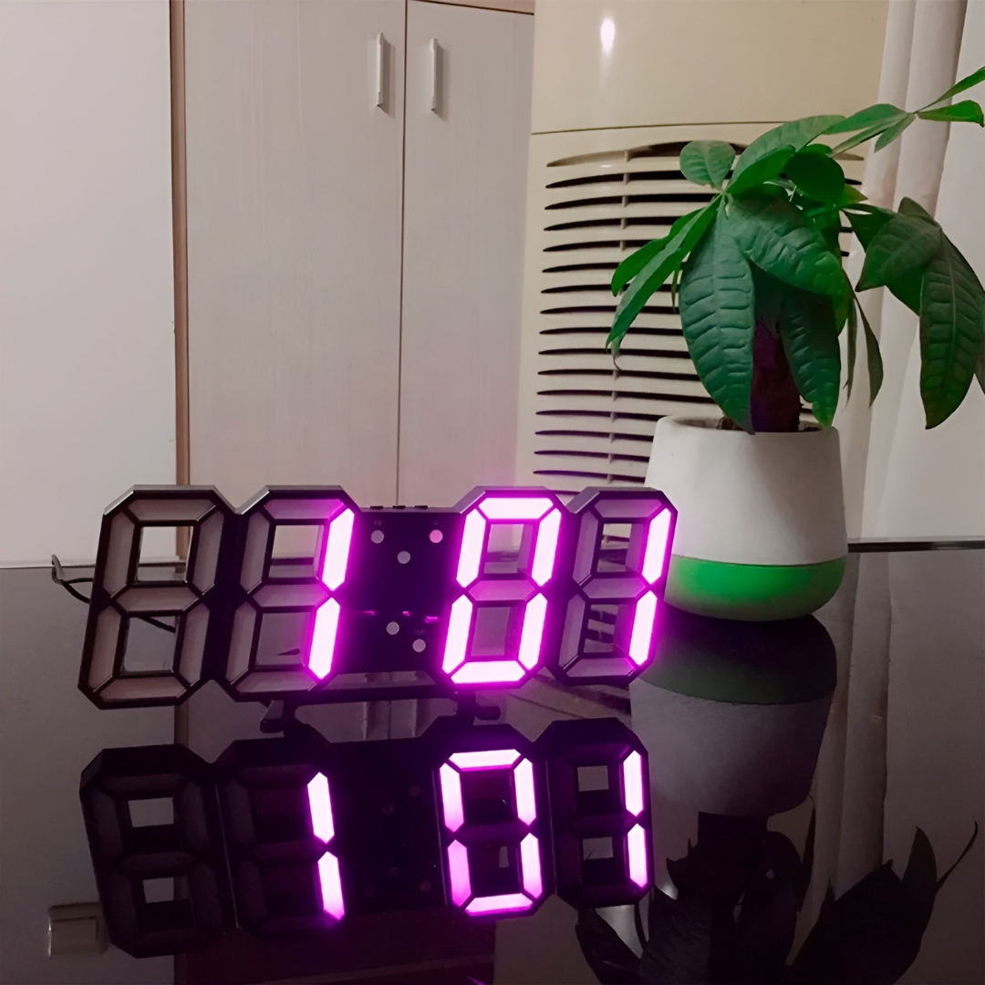 Led-wandklok – Modern 3D-digitaal display met instelbare verlichting voor stijlvolle interieurs