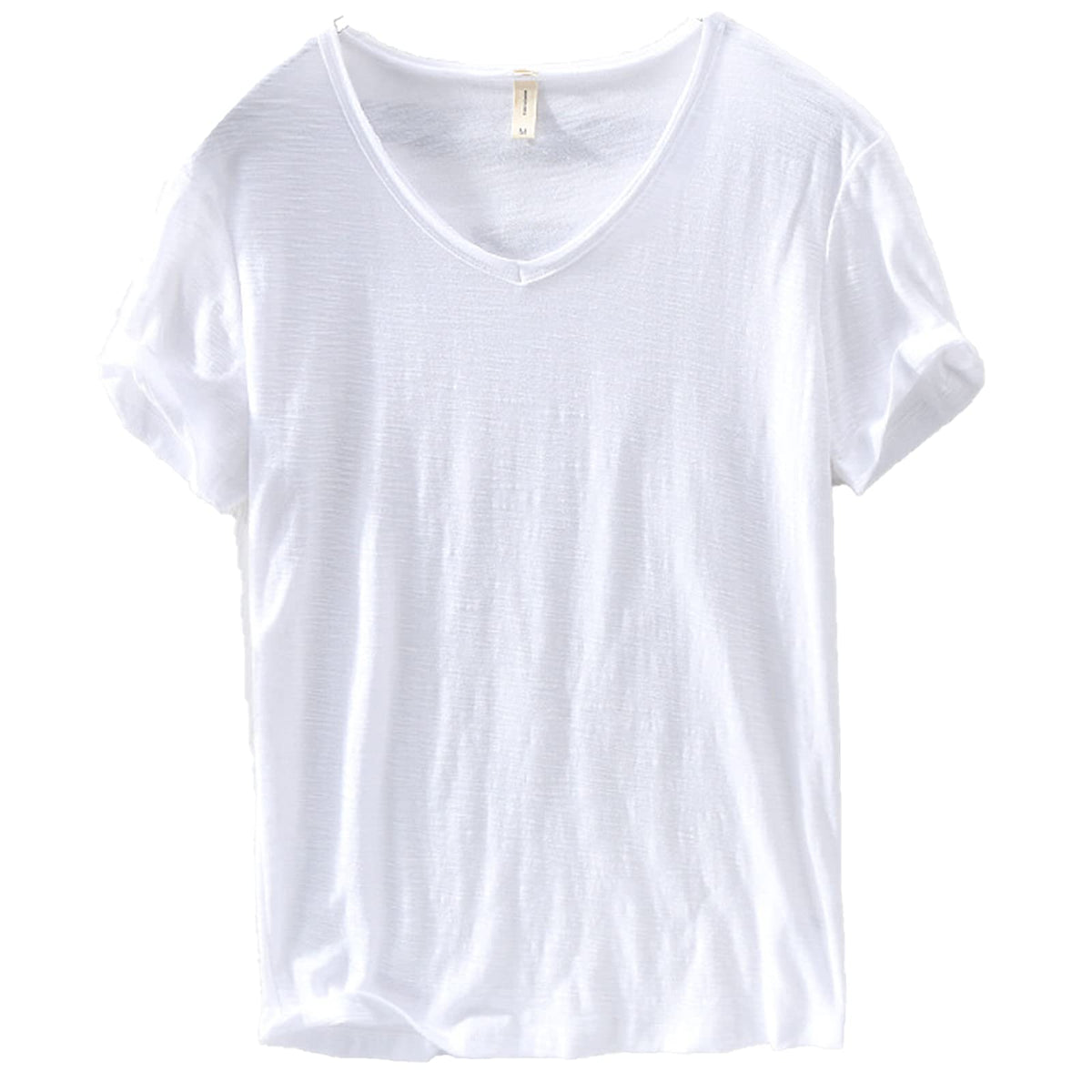 T-shirt à col en V pour homme – mélange de lin et coton à coupe ajustée et respirante