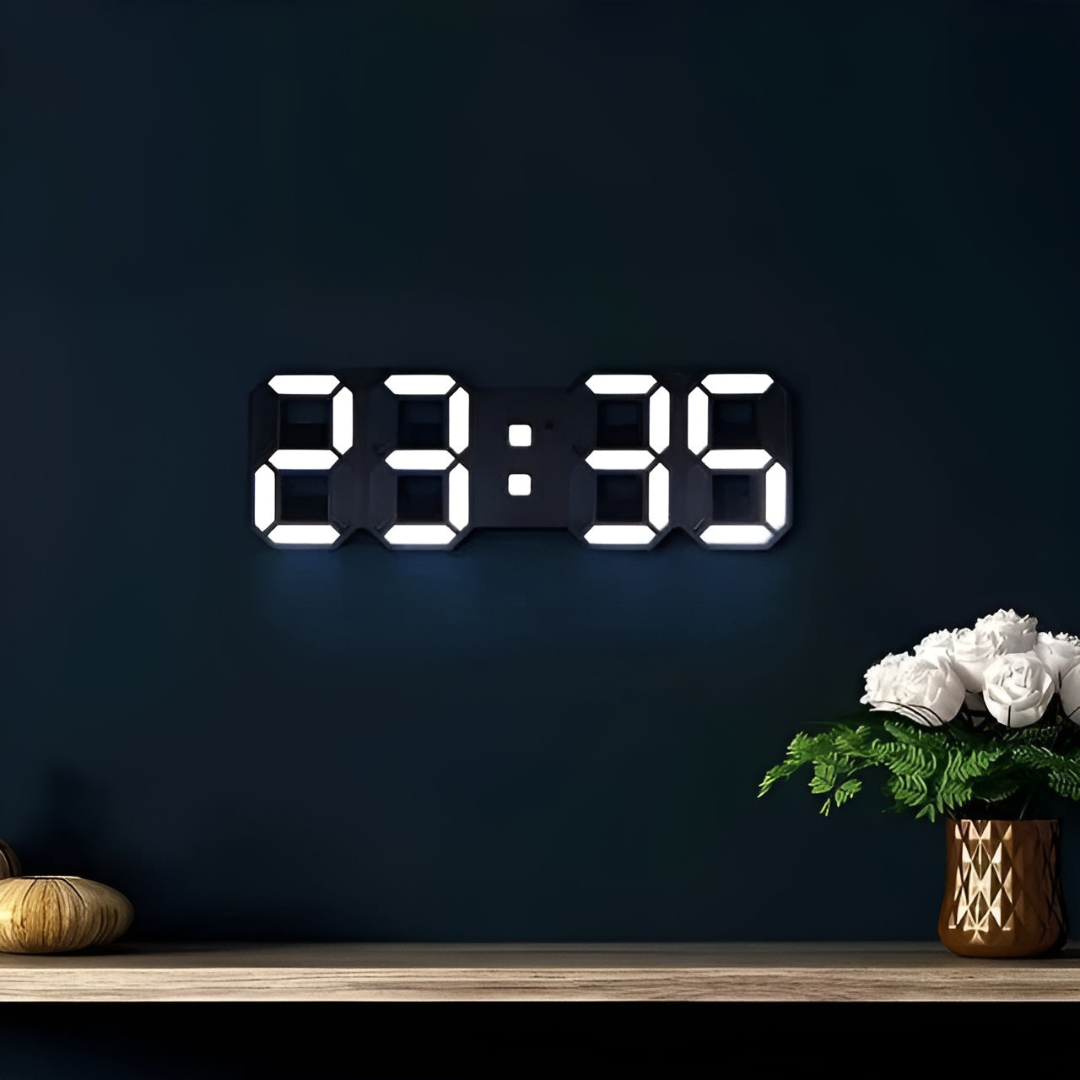 Horloge murale LED – Affichage digital 3D moderne avec éclairage réglable pour intérieurs stylés