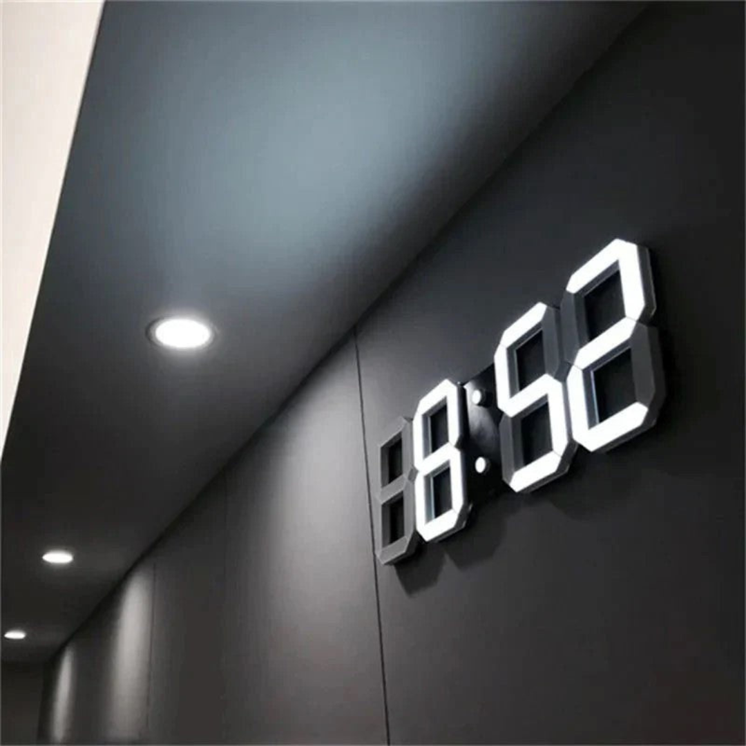 Led-wandklok – Modern 3D-digitaal display met instelbare verlichting voor stijlvolle interieurs