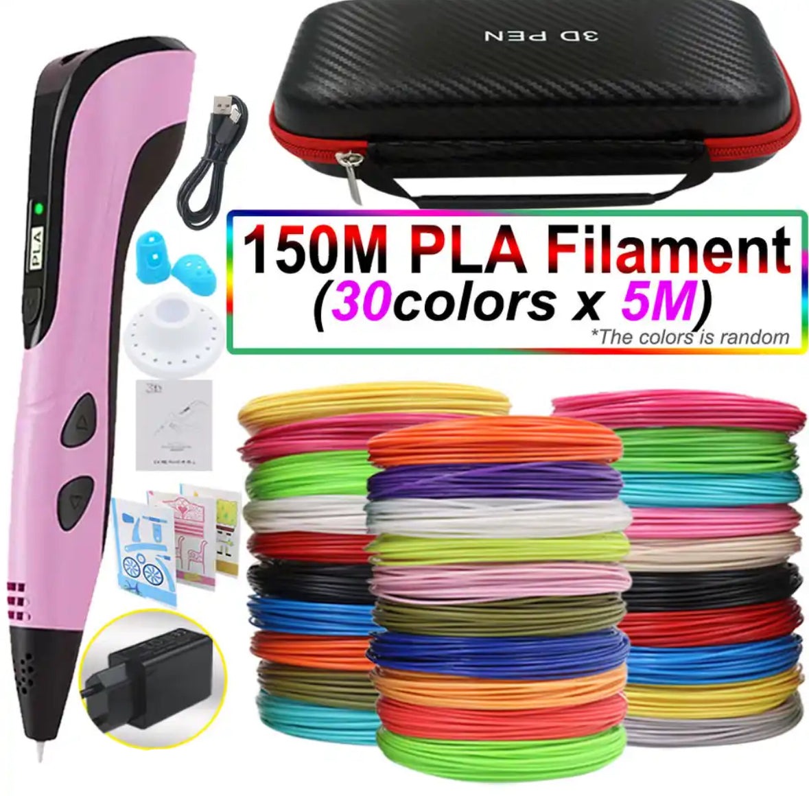 Set de stylo d'impression 3D – Outil de dessin facile à contrôler avec filament PLA et écran LED