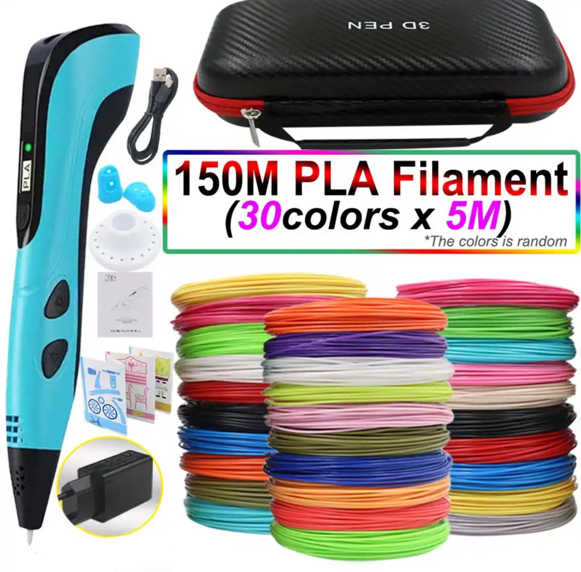 Set de stylo d'impression 3D – Outil de dessin facile à contrôler avec filament PLA et écran LED