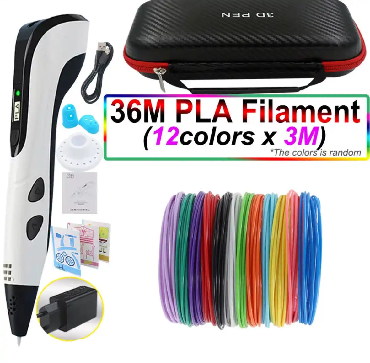 Set de stylo d'impression 3D – Outil de dessin facile à contrôler avec filament PLA et écran LED
