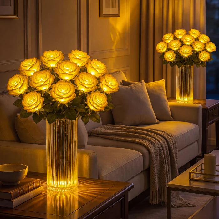Verlicht rozenboeket – gloeiende kunstbloemen die nooit water nodig hebben