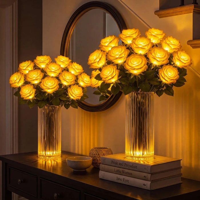 Verlicht rozenboeket – gloeiende kunstbloemen die nooit water nodig hebben