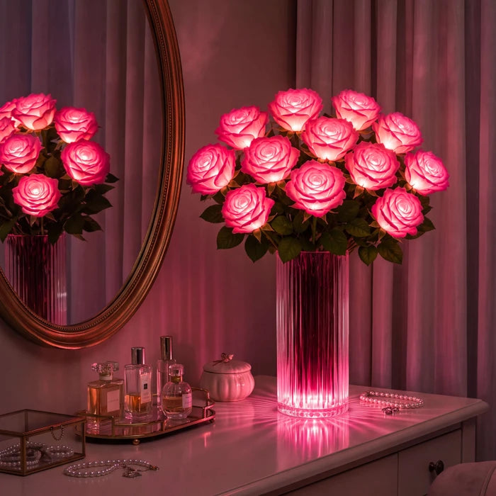 Verlicht rozenboeket – gloeiende kunstbloemen die nooit water nodig hebben