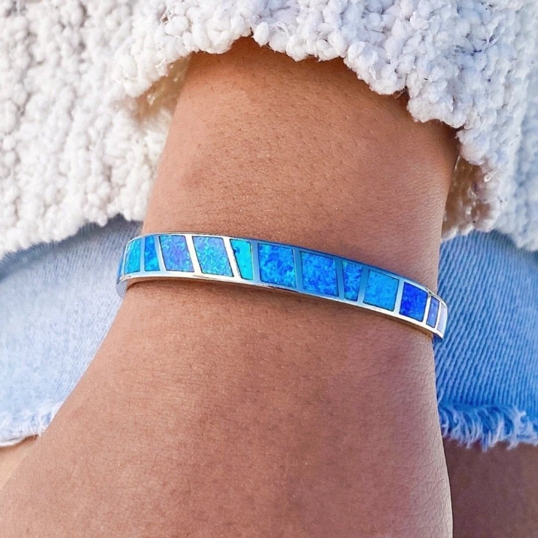 Blue and Chrome Opal Bracelet for Everyday Wear with Ocean-Inspired Design 2