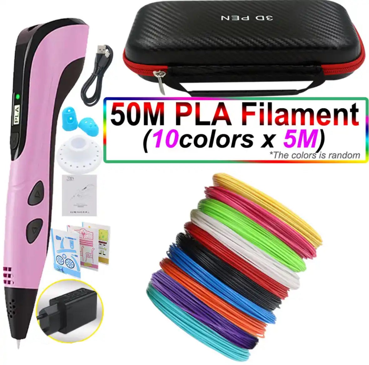 Set de stylo d'impression 3D – Outil de dessin facile à contrôler avec filament PLA et écran LED