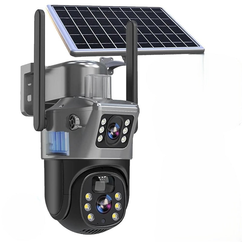 Wireless 4K Camera System – Dual-Lens Design, 360° Control & Solar Power