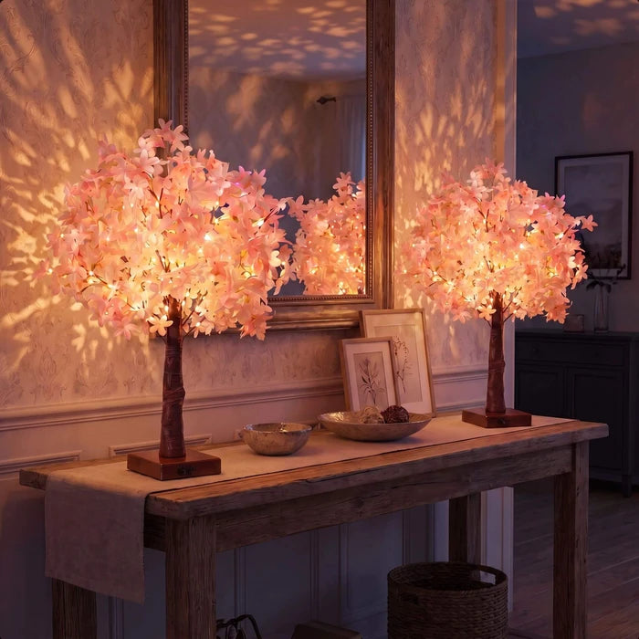 Kersenbloesemboomlamp – bloeiende takken voor op tafel met fonkelende lichtjes