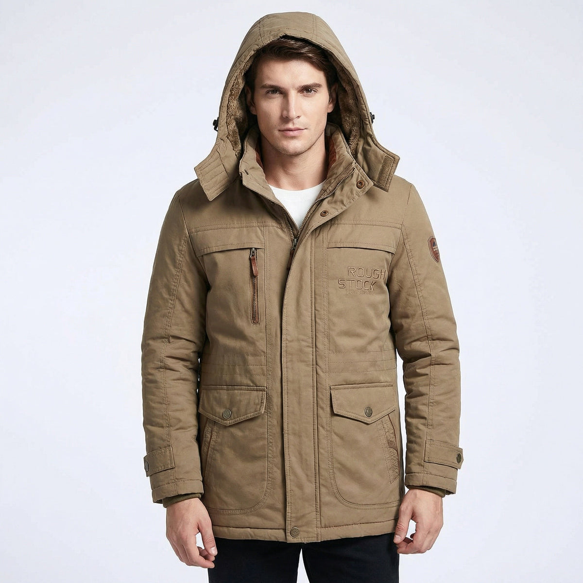 Parka Homme Matelassée d’Hiver – Design Coupe-Vent & Capuche Amovible