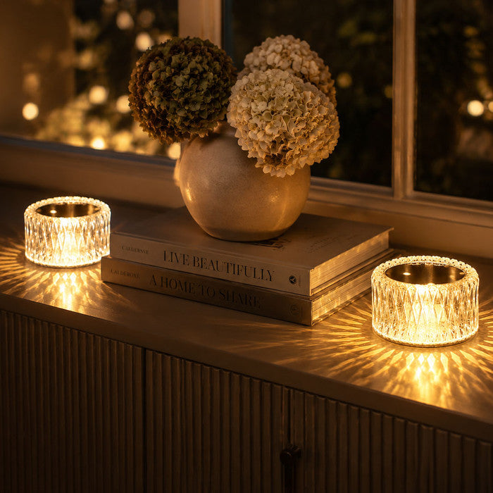 Kristallen diamanten tafellamp – gefacetteerde sfeerlamp met drie lichtstanden