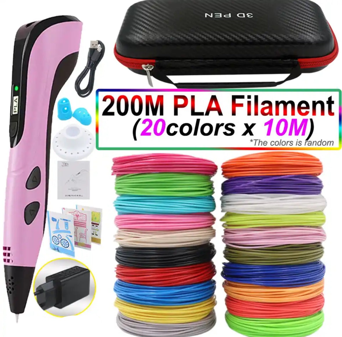 Set de stylo d'impression 3D – Outil de dessin facile à contrôler avec filament PLA et écran LED