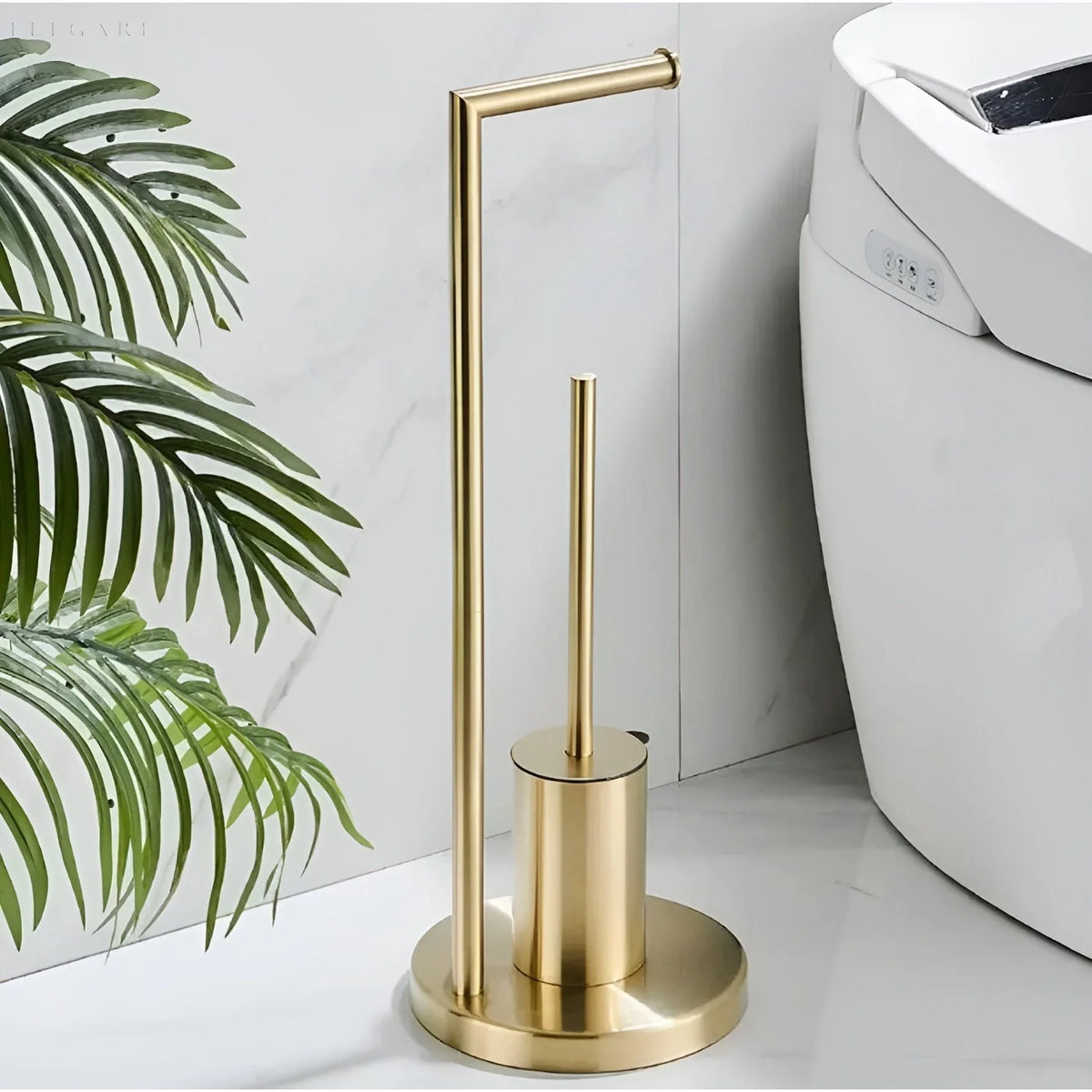Functional Toilet Paper Holder with Integrated Brush – Space-Saving Design for Modern Bathrooms 1