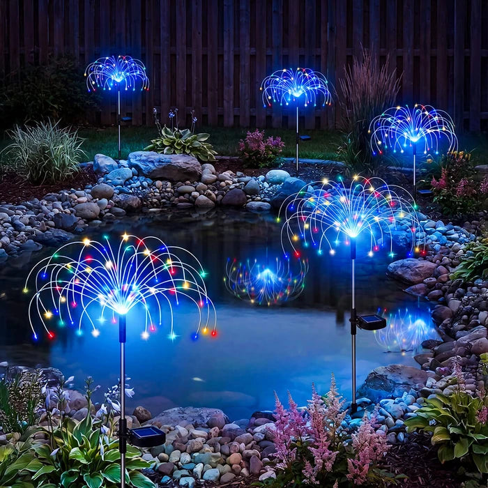 Zonnesterretjes op tuinprikker - draadloos, veelkleurig licht van zonsondergang tot zonsopgang