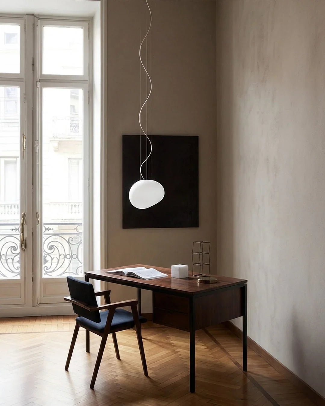 Milk glass pendant light