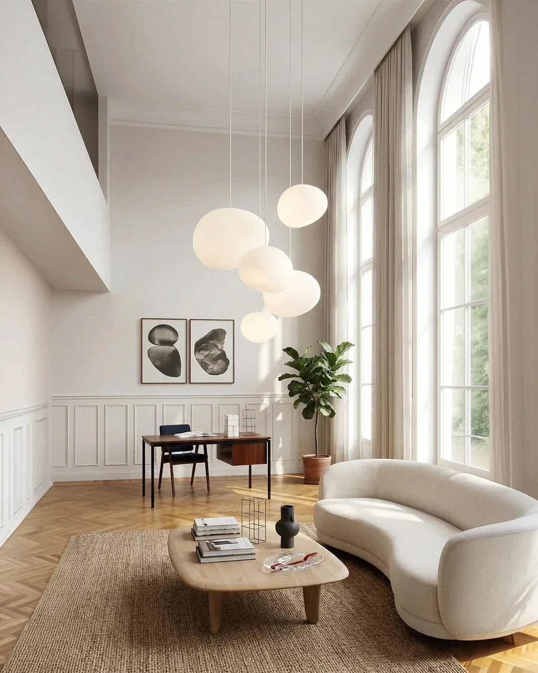 Milk glass pendant light