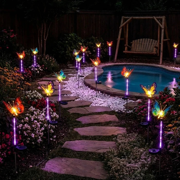 Zonnevlinders voor in de tuin - kleurrijke vleugels die 's nachts langs paden oplichten