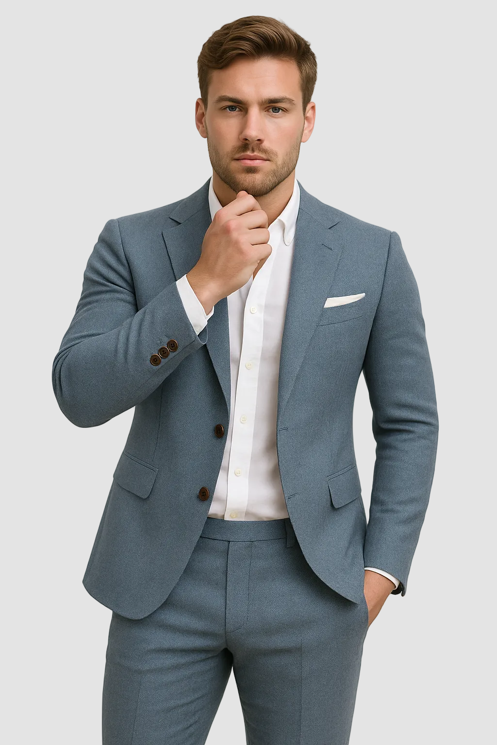 Heren Luchtig Geweven Pak Set Slim Fit Blazer Broek Zomer Formeel Bruiloft 0