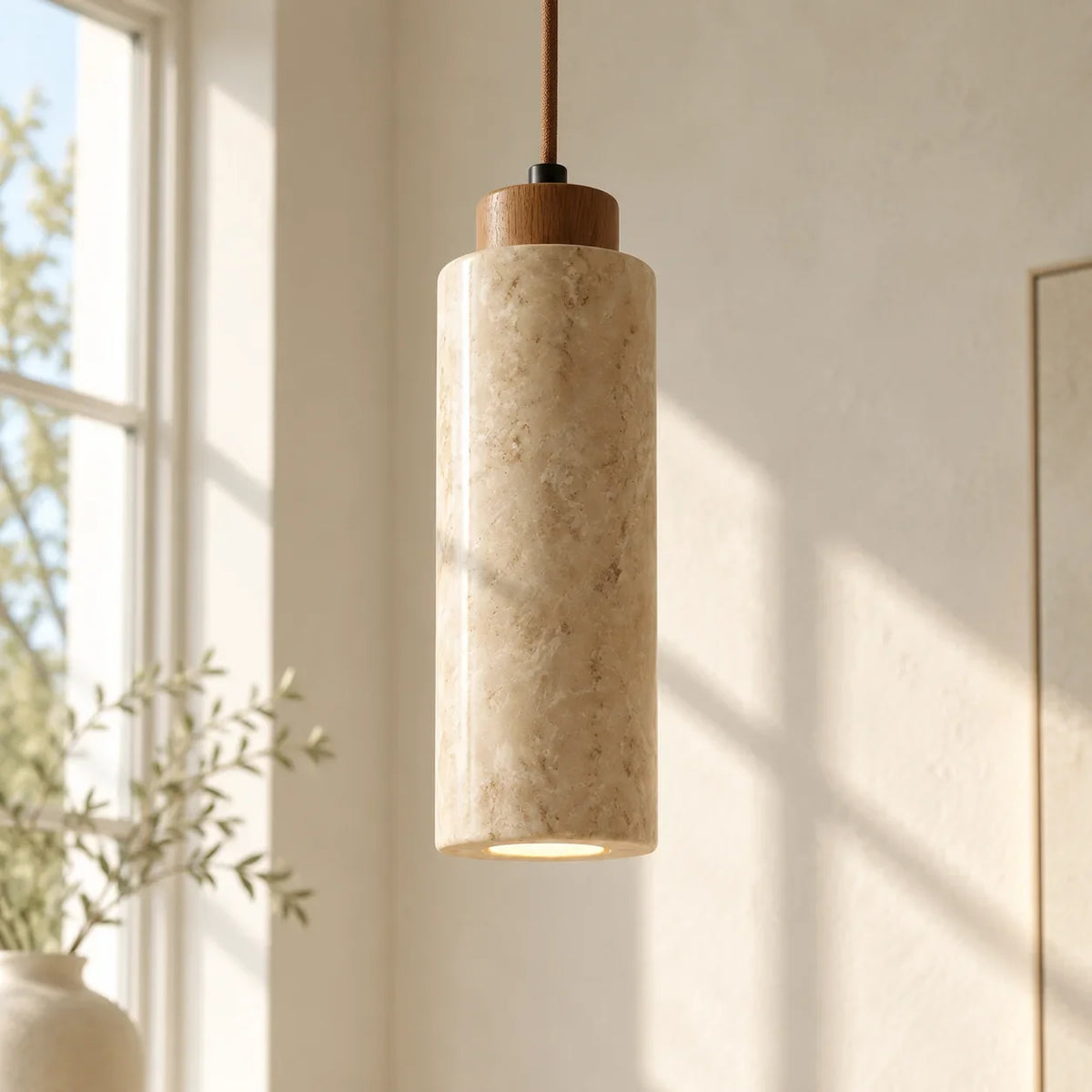 Kairi Natural Stone Travertine Modern Pendant Light 2