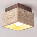 Kairi Square Travertine Stone 1-Light Flush Mount Ceiling Light 0