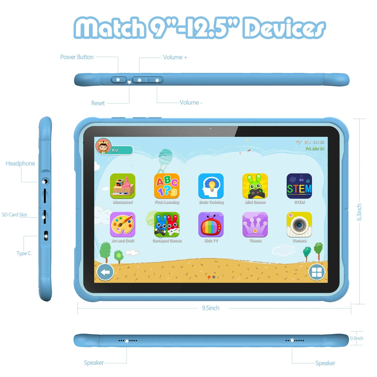 Kids Tablet – HD Display, Quad-Core Performance & Expandable Storage for Learning and Play