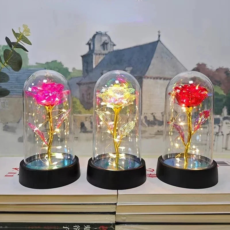 Fleur Rose LED – Lumière Décorative Élégante avec Floraison Durable & Lueur Chaude Douce