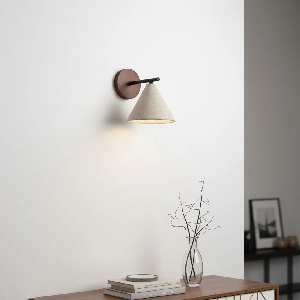 Lachlan Minimalist Travertine Cone Wall Sconce 2