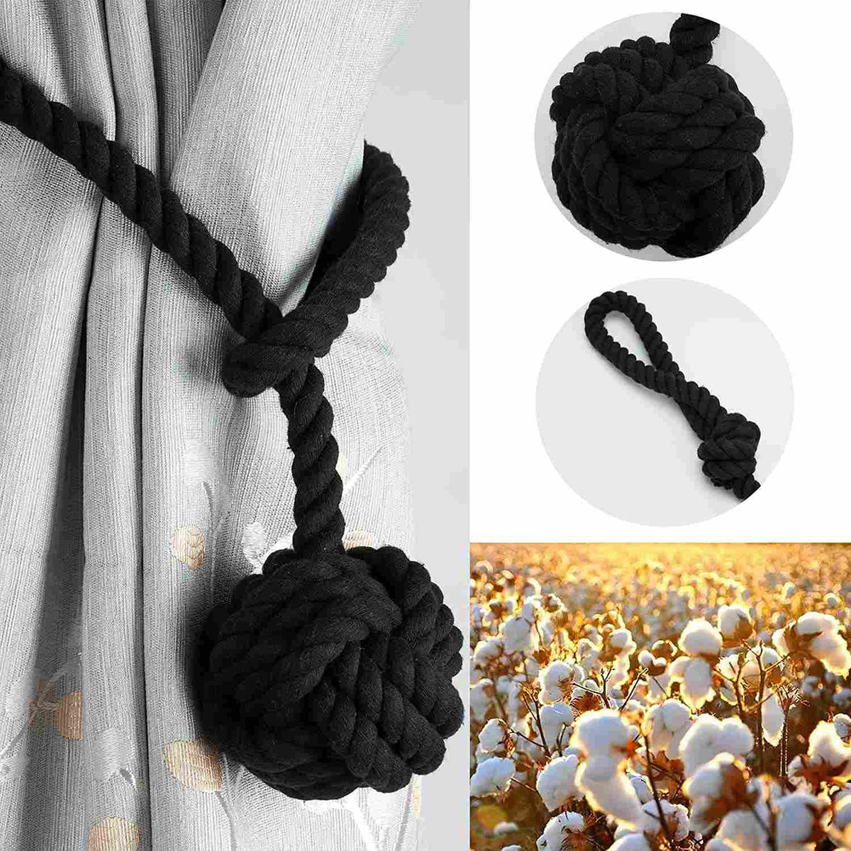 Macrame curtain tiebacks