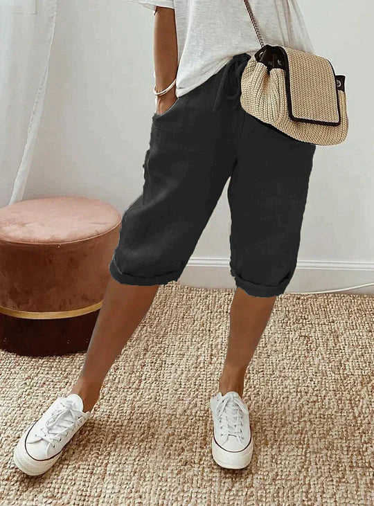 Niki | Women's Cropped Airy Weave Drawstring Pants - Relaxed Fit 3