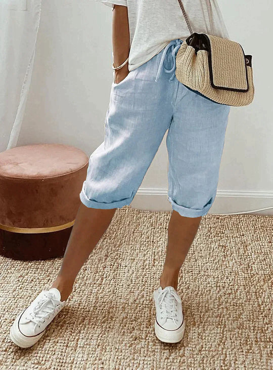 Niki | Women's Cropped Airy Weave Drawstring Pants - Relaxed Fit 4