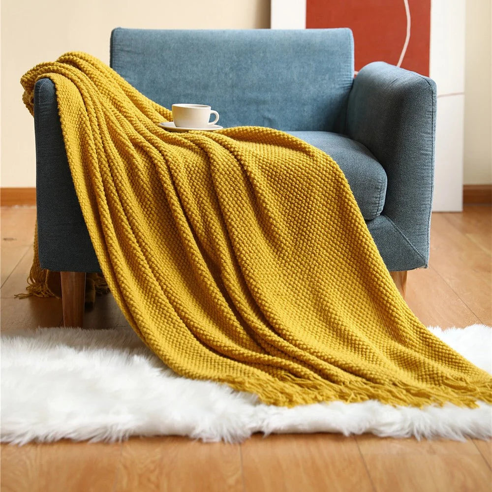 Nordic knitted blanket - Soft & Cozy - Perfect for living room, bedroom & terrace 7