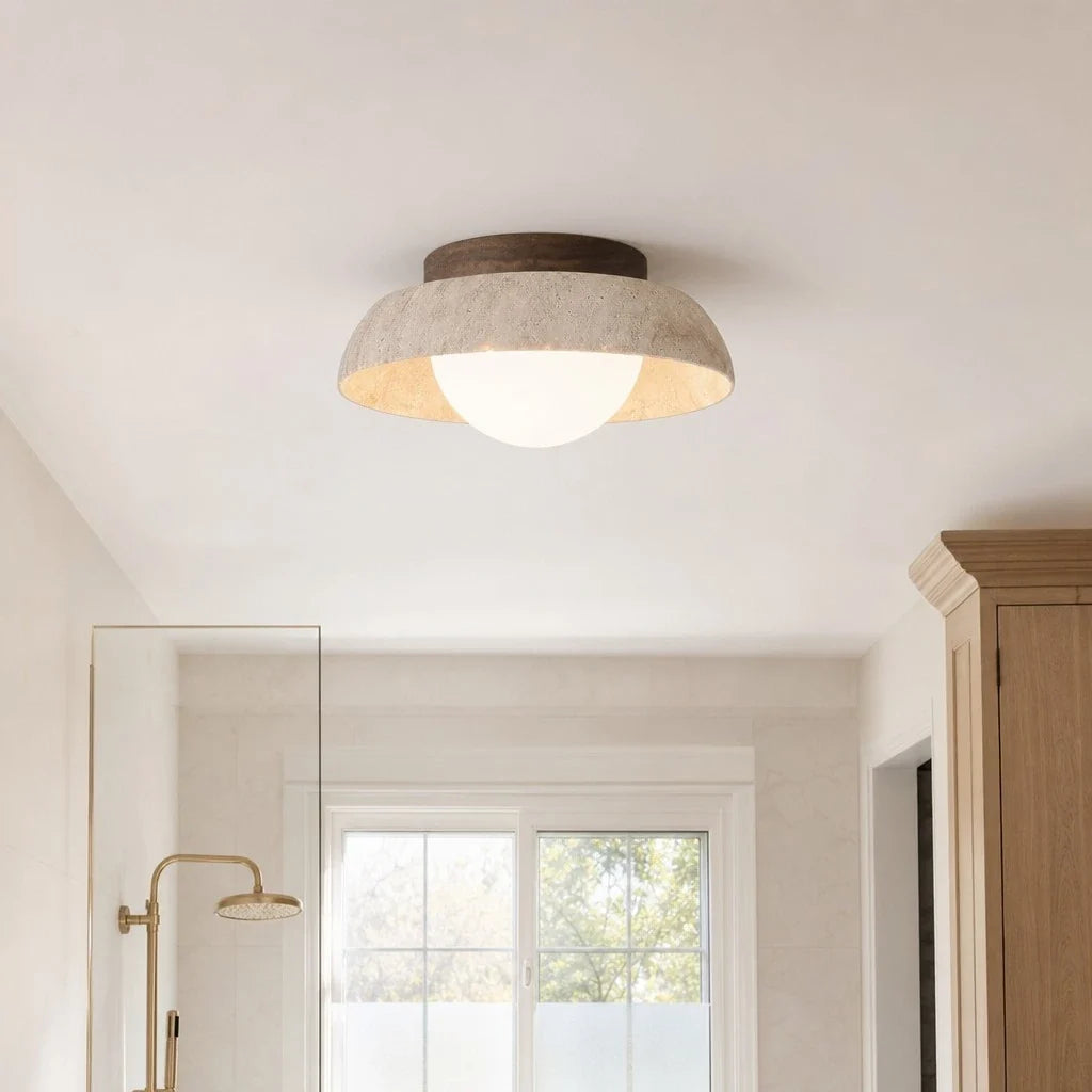 Rhysyn Wabi-Sabi Travertine Bowl LED Ceiling Light 1